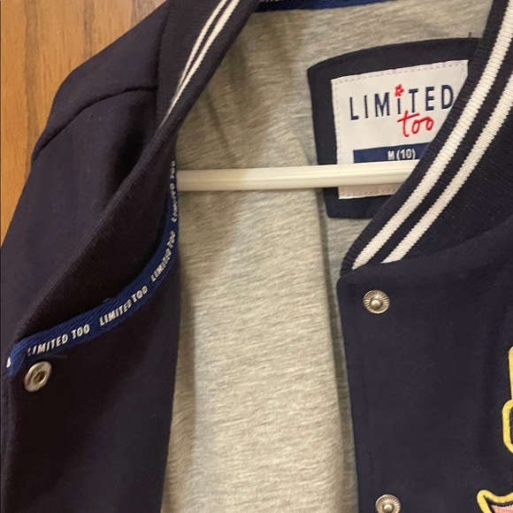 Limited Too NWT Girls size medium (10) Navy and White varsity letterman’s Jacket - Picture 8 of 8